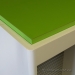 White and Green Retail Display Stand with Recessed Slatwall